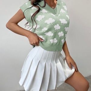 oversized knitted sweater with cloud design